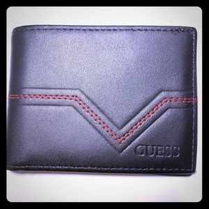 GUESS Men’s Leather Slim Bifold Wallet Black - NEW